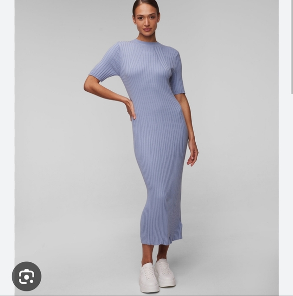 Varley Maeve Ribbed Dress in Ashley Blue XXS NWT - Picture 7 of 13